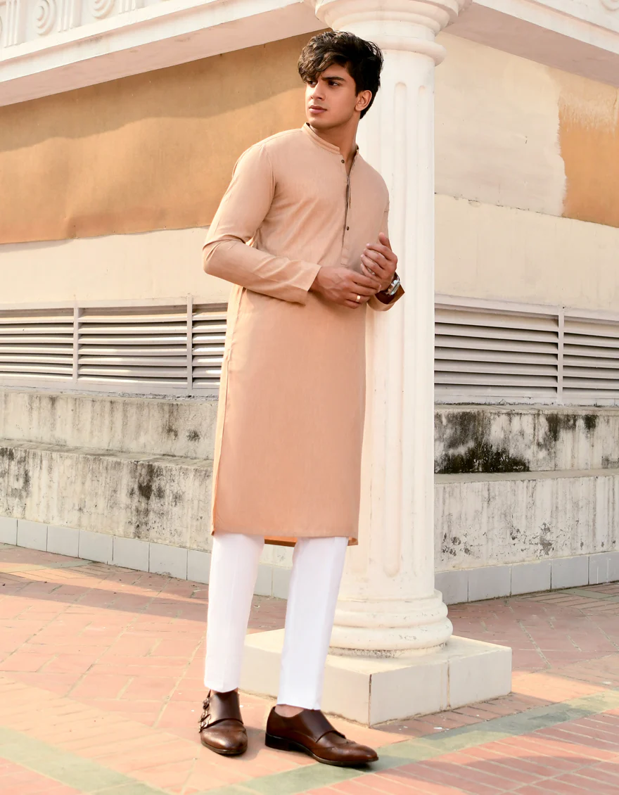 PEACH BLENDED KURTA | JJK-US-44227/A23/JJ8816-SF - Image 4