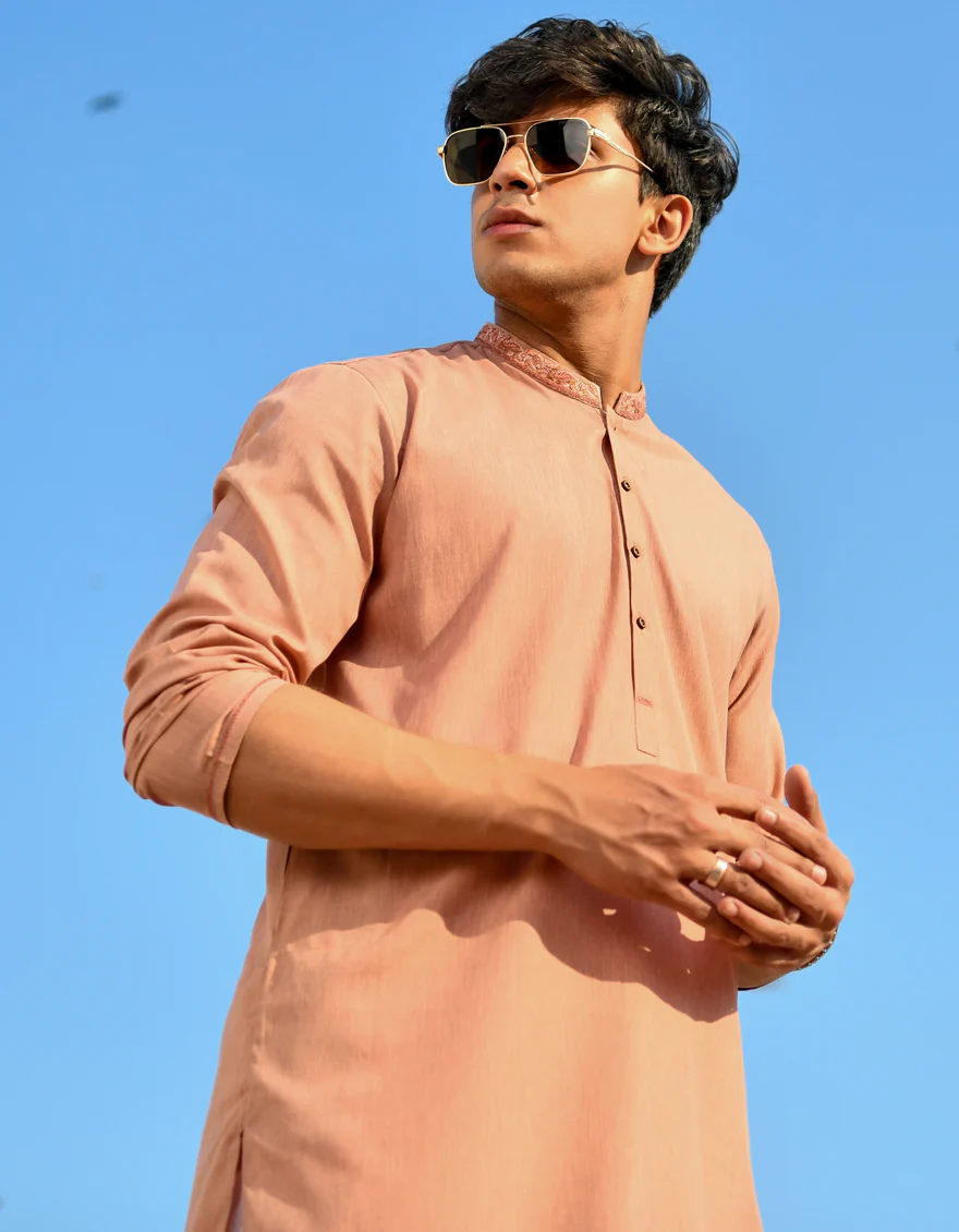 ORANGE PINK BLENDED KURTA | JJK-US-44228/A23/JJ8816-SF - Image 2