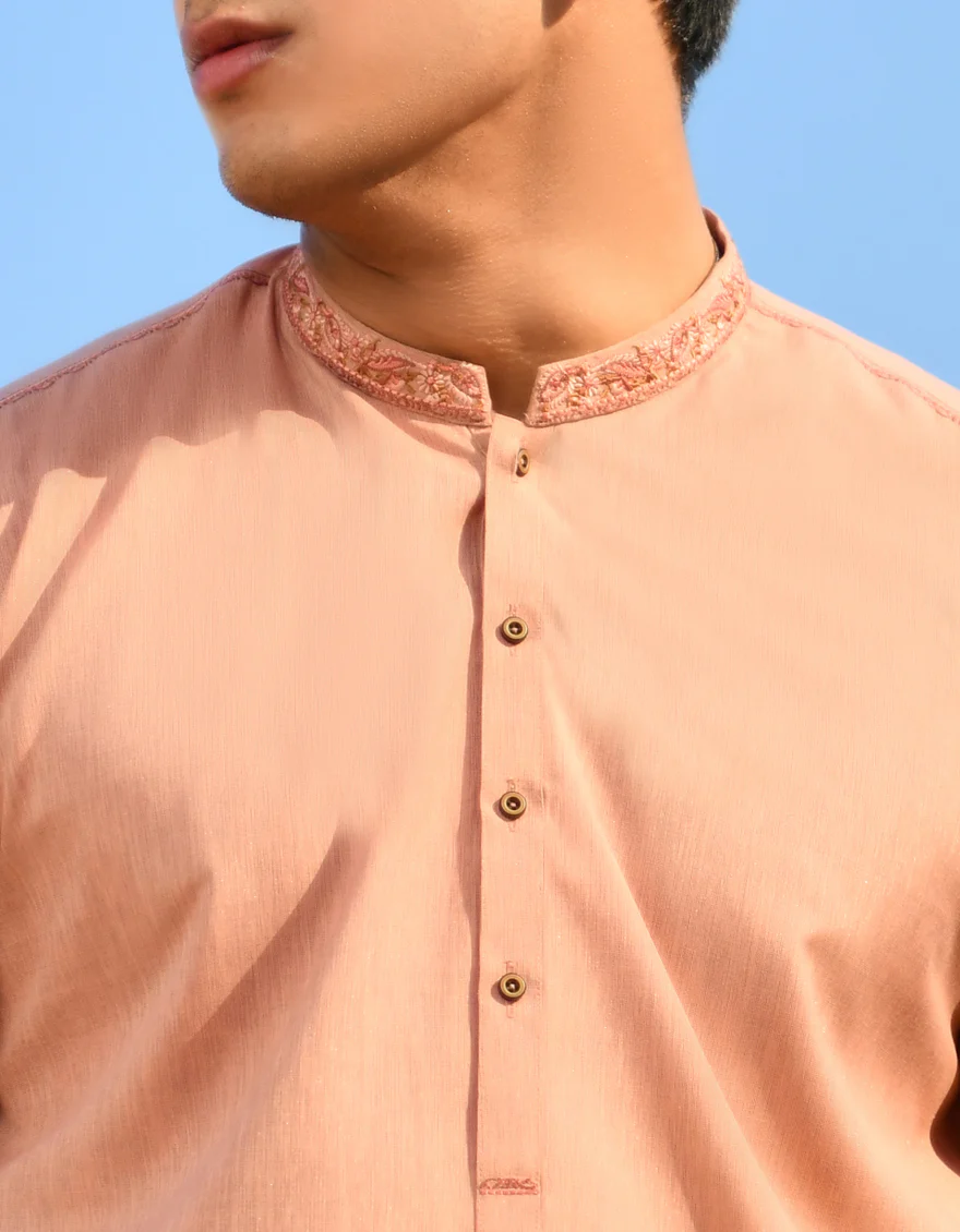 ORANGE PINK BLENDED KURTA | JJK-US-44228/A23/JJ8816-SF - Image 3