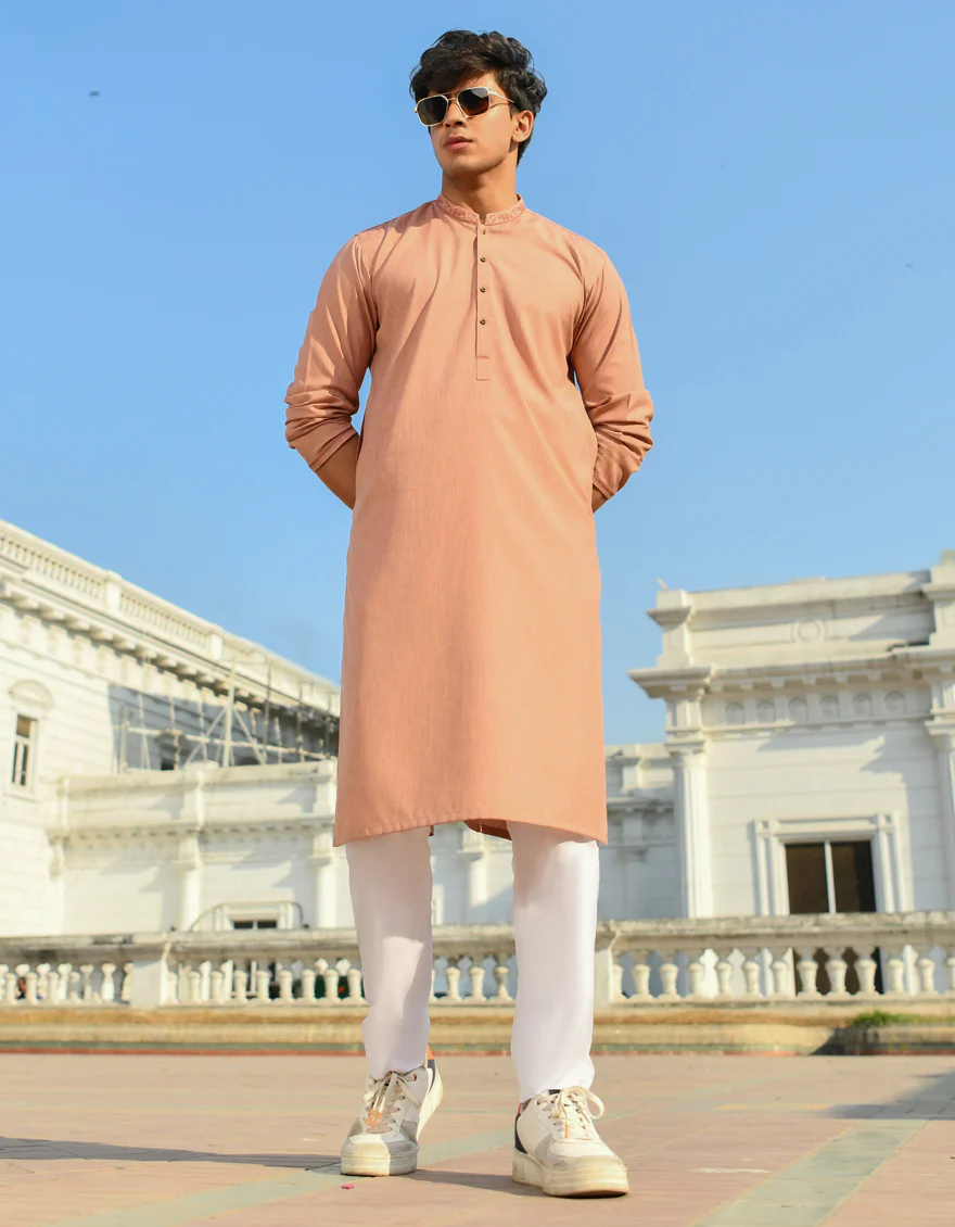 ORANGE PINK BLENDED KURTA | JJK-US-44228/A23/JJ8816-SF - Image 4