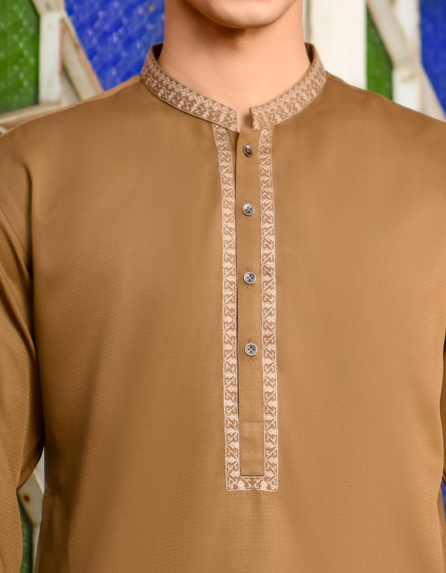 BROWN BLENDED KURTA | JJK-US-44243/A23/JJ8789-SF - Image 2