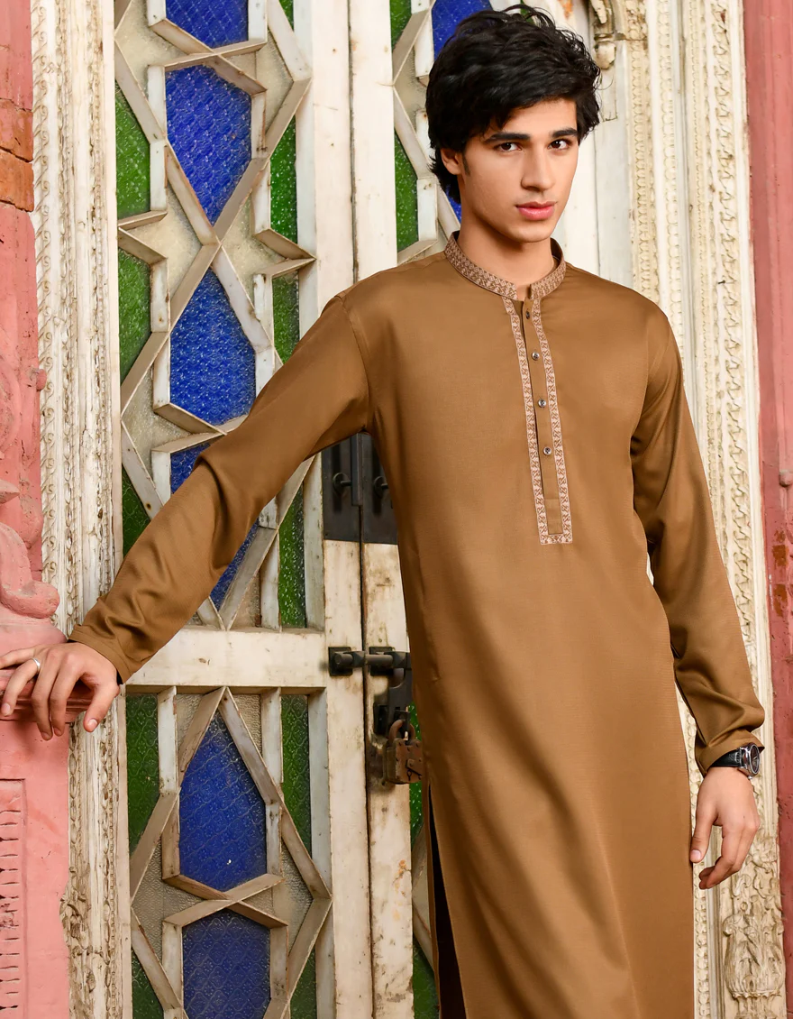BROWN BLENDED KURTA | JJK-US-44243/A23/JJ8789-SF - Image 4