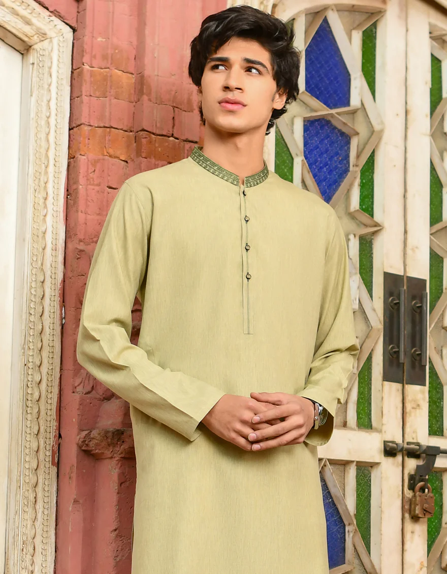 LIGHT GREEN BLENDED KURTA | JJK-US-44244/A23/JJ8816-SF - Image 3