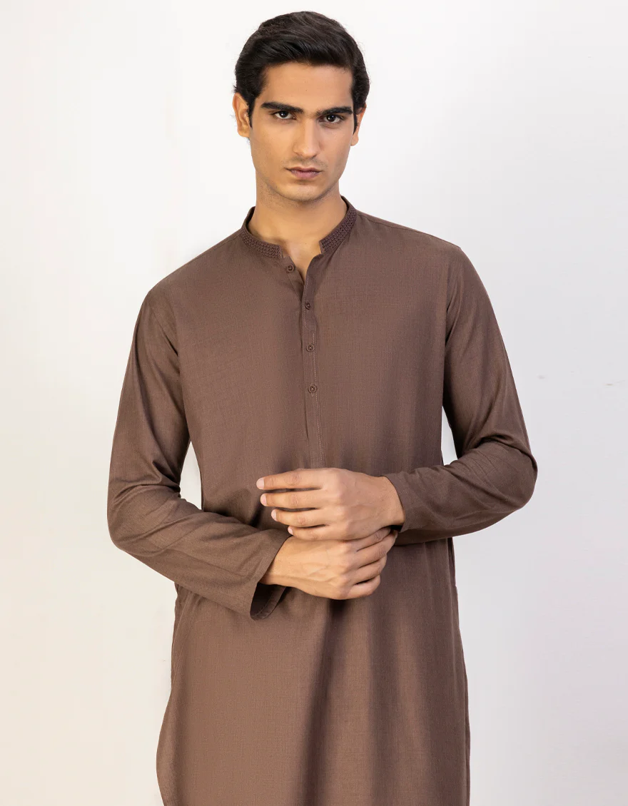 BROWN BLENDED KURTA | JJK-US-44249/A23/JJ8867-SF - Image 2