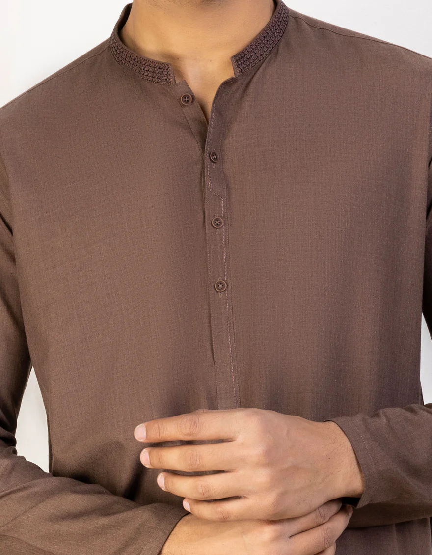 BROWN BLENDED KURTA | JJK-US-44249/A23/JJ8867-SF - Image 3