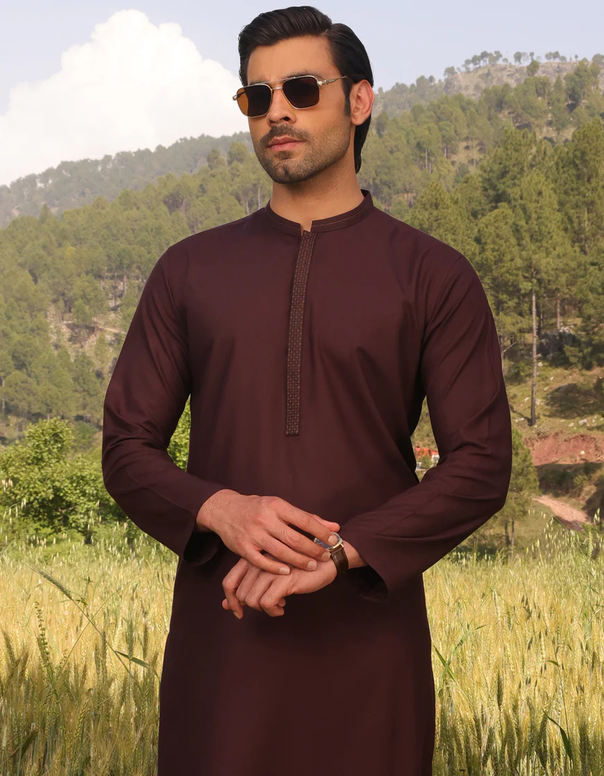 DARK BROWN BLENDED KURTA | JJK-US-44250/A23/JJ8867-SF - Image 4