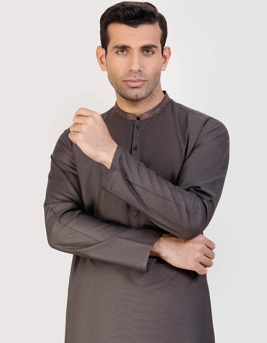 SAND BROWN BLENDED KURTA | JJK-US-44251/A23/JJ9059-SF - Image 2