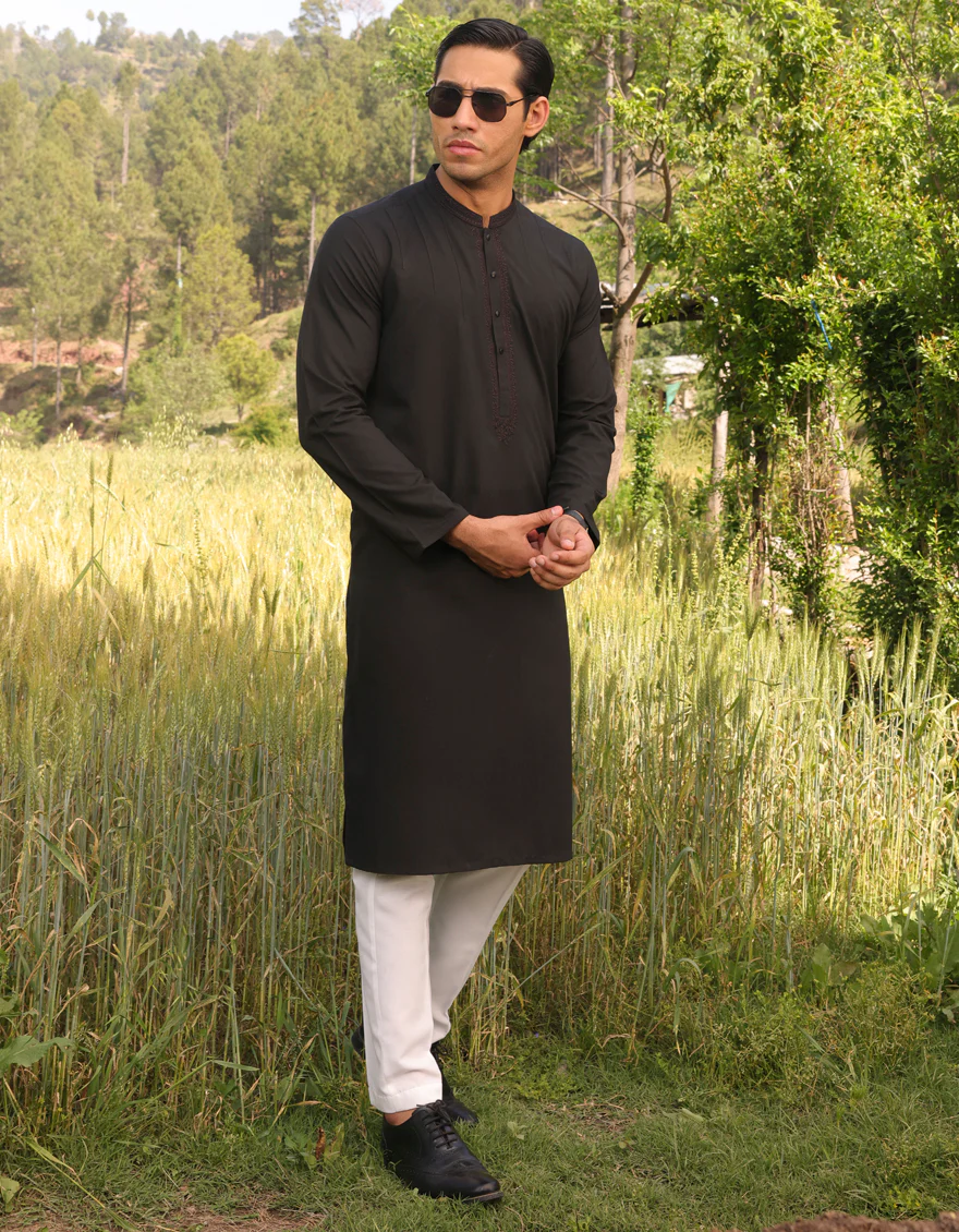 BLACK BLENDED KURTA | JJK-US-44257/A23/JJ8802-SF