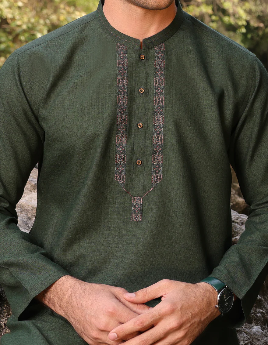PARROT GREEN BLENDED KURTA | JJK-US-44273/A23/JJ8792-SF - Image 2