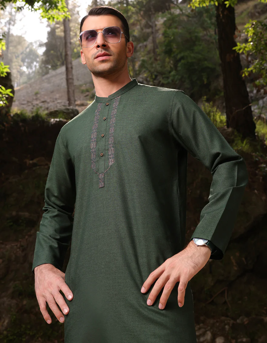 PARROT GREEN BLENDED KURTA | JJK-US-44273/A23/JJ8792-SF - Image 3