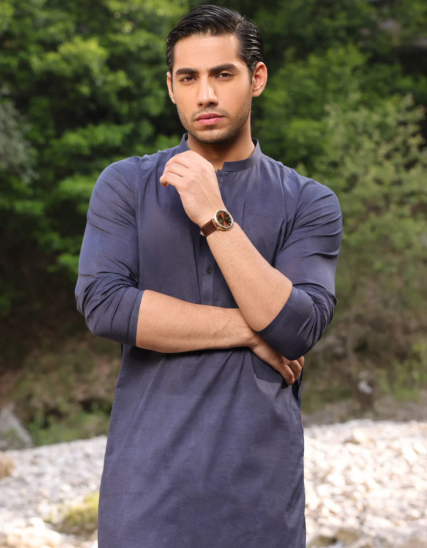 NAVY BLUE COTTON KURTA | JJK-US-44290/A23/JJ8771-PN - Image 4