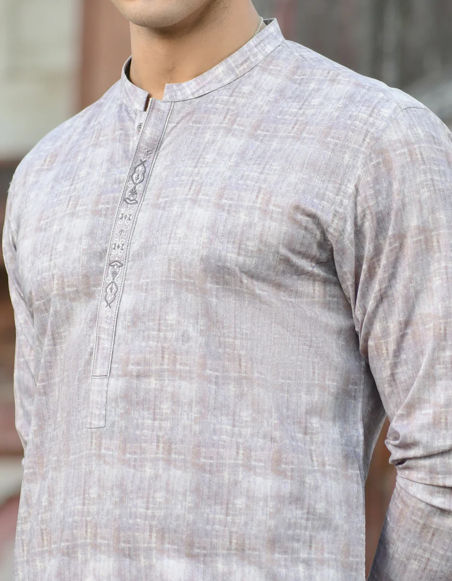 GREYISH PURPLE COTTON KURTA | JJK-US-45001/A22/JJ7546-SF - Image 2