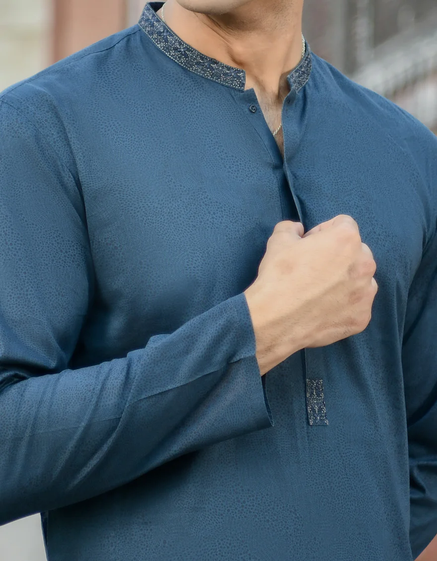CHARCOAL BLUE COTTON KURTA | JJK-US-45002/A22/JJ7546-SF - Image 2