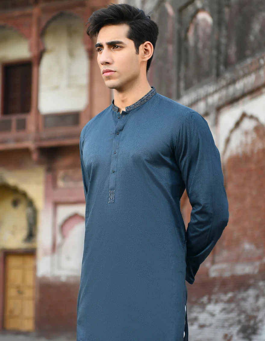 CHARCOAL BLUE COTTON KURTA | JJK-US-45002/A22/JJ7546-SF - Image 3