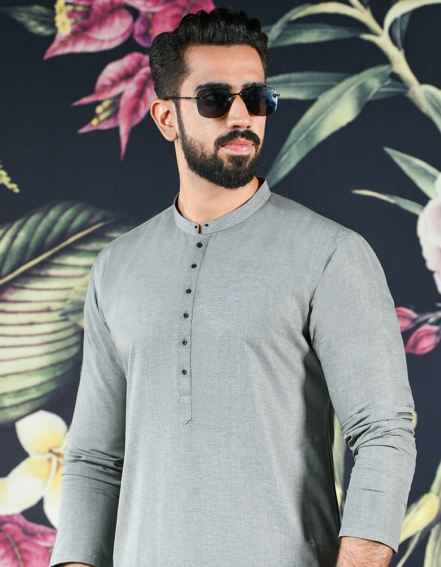 GREY VISCOSE KURTA | JJK-US-45012/A22/JJ8158-CL - Image 2