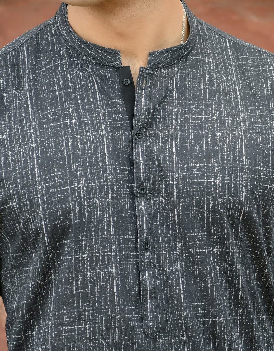 BLACK COTTON KURTA | JJK-US-45013/A22/JJ7546-CL - Image 2