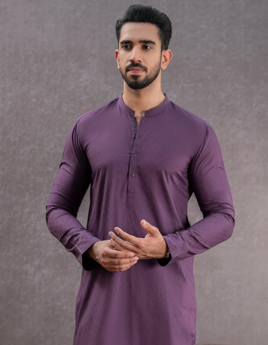 PURPLE COTTON KURTA | JJK-US-45033/A22/JJ7463-CL - Image 3