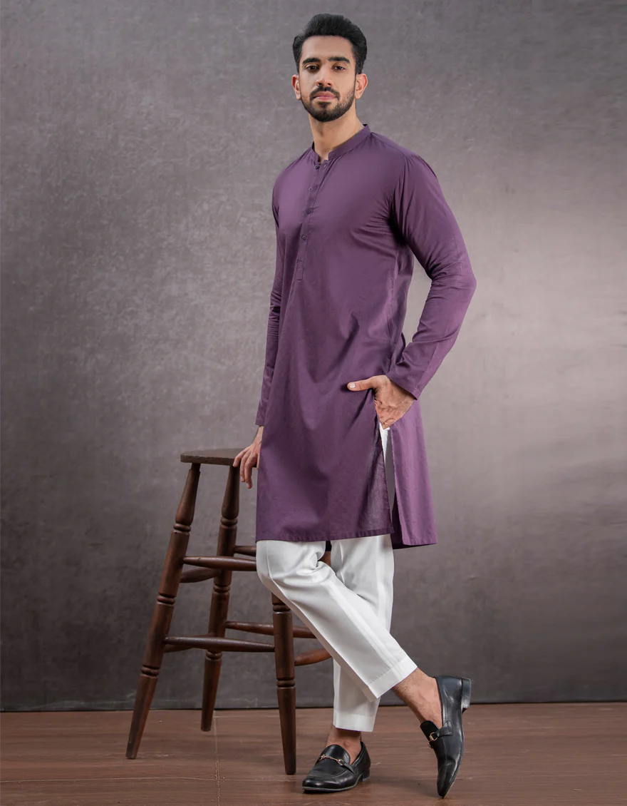 PURPLE COTTON KURTA | JJK-US-45033/A22/JJ7463-CL - Image 4