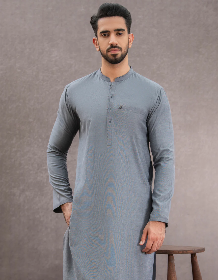 GREY BLENDED KURTA | JJK-US-45034/A22/JJ7327-CL - Image 3