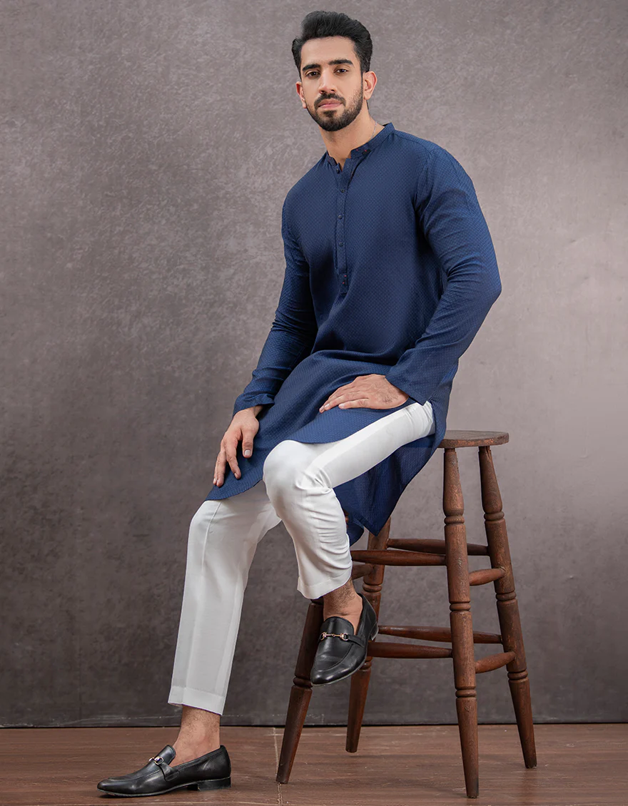BLUE COTTON KURTA | JJK-US-45035/A22/JJ6975-CL - Image 3