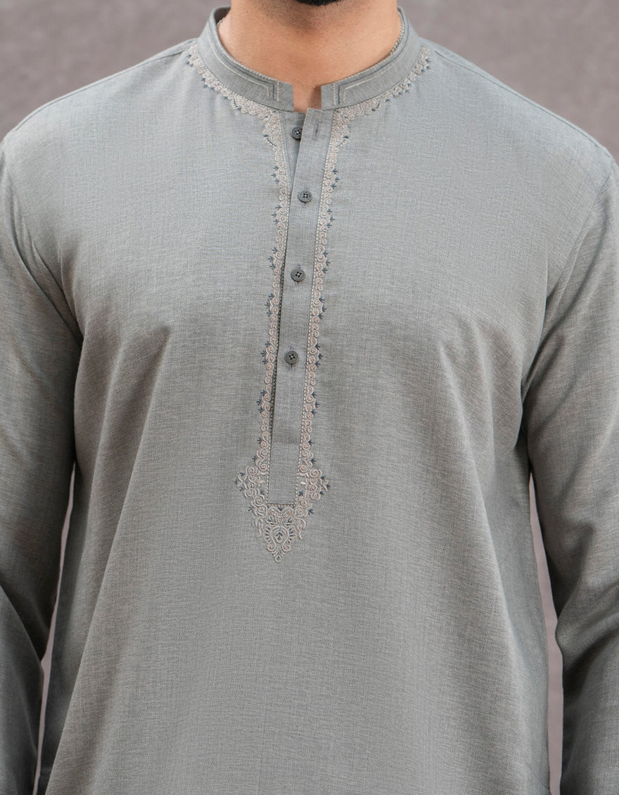 GREY BLENDED KURTA | JJK-US-45049/A22/JJ8158-SF - Image 2