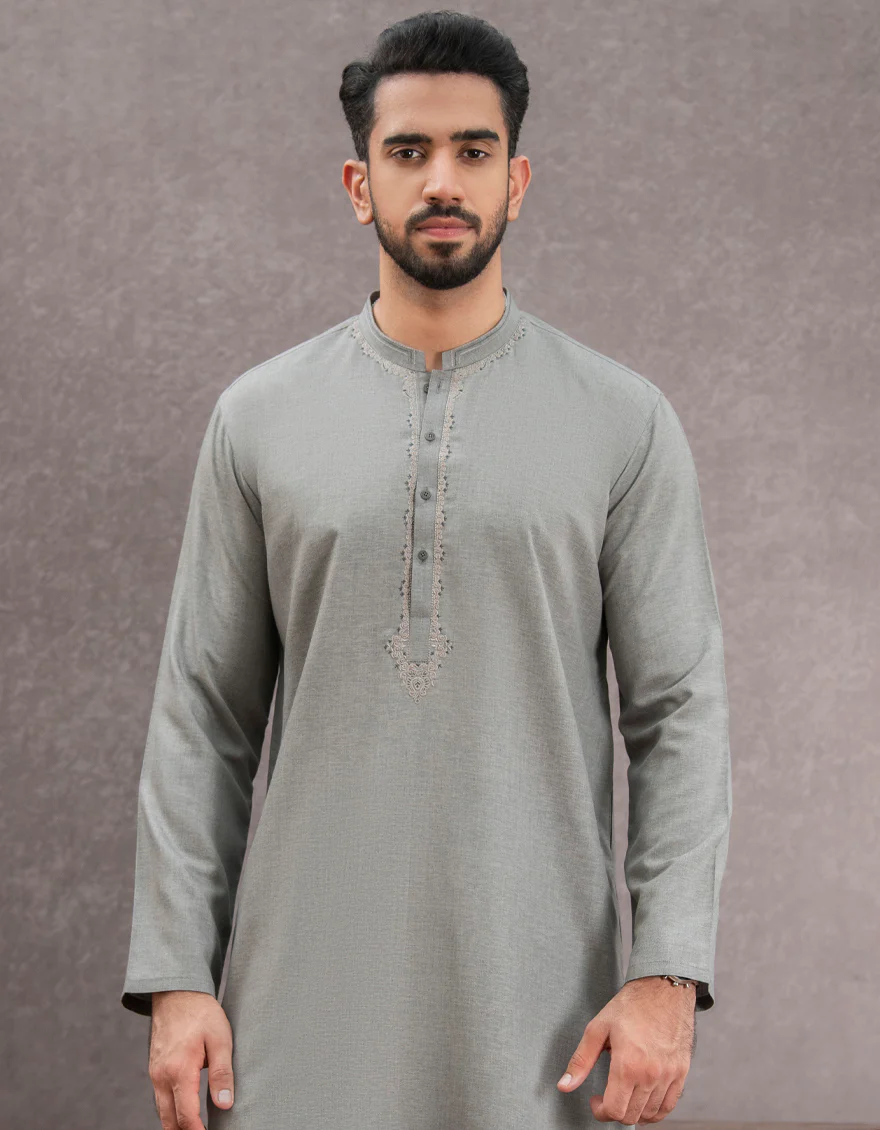 GREY BLENDED KURTA | JJK-US-45049/A22/JJ8158-SF - Image 3