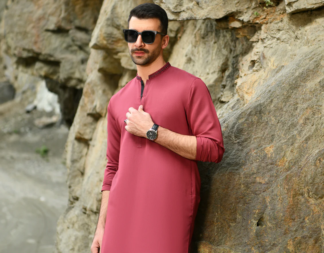 MAROON BLENDED KURTA | JJK-US-45076/A22/JJ8689-SF - Image 3