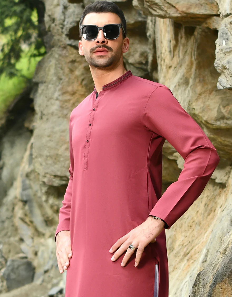 MAROON BLENDED KURTA | JJK-US-45076/A22/JJ8689-SF - Image 4