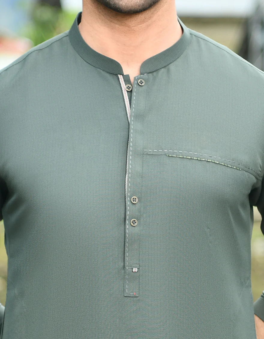 GREEN VISCOSE KURTA | JJK-US-45077/A22/JJ8689-CL - Image 3