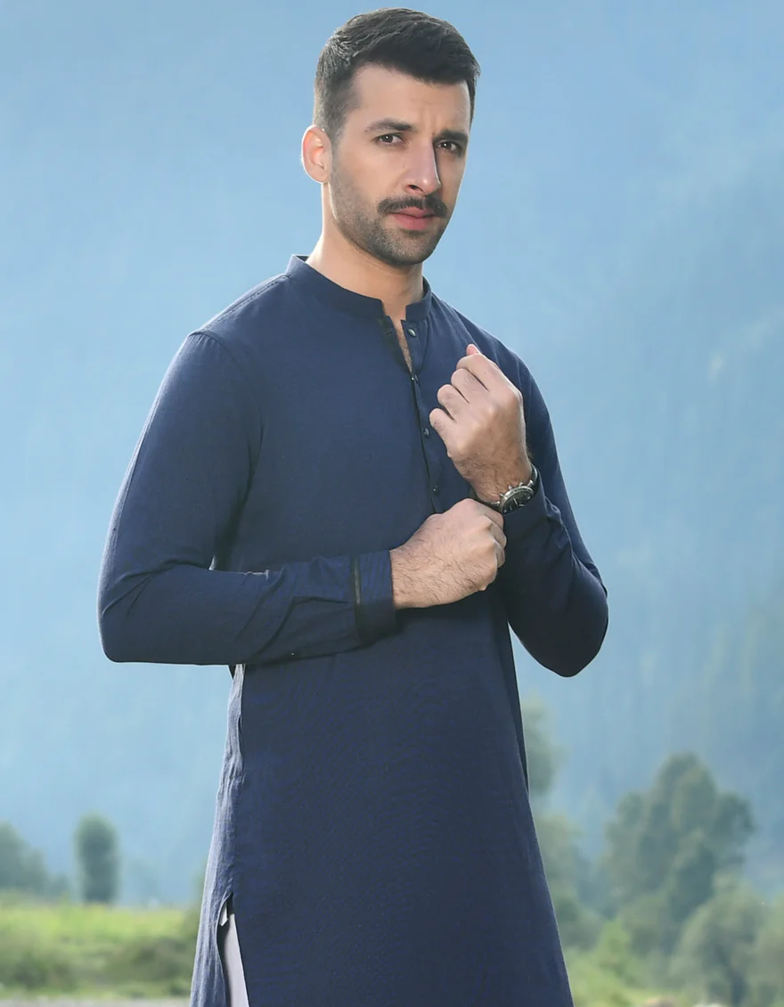 BLUE COTTON KURTA | JJK-US-45089/A22/JJ8409-CL - Image 2