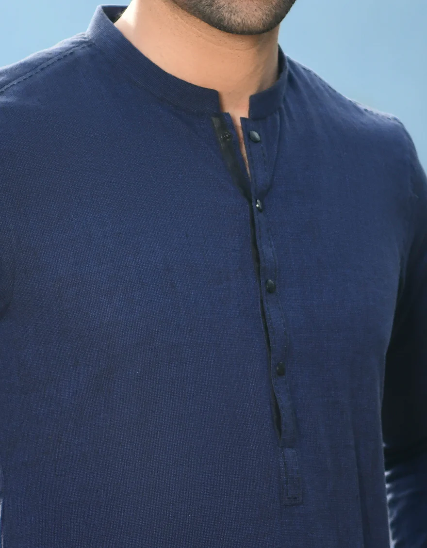 BLUE COTTON KURTA | JJK-US-45089/A22/JJ8409-CL - Image 3