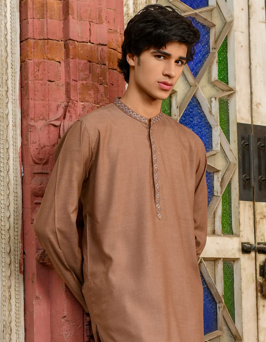 BROWN BLENDED KURTA | JJK-US-45111/A23/JJ8815-SF - Image 3