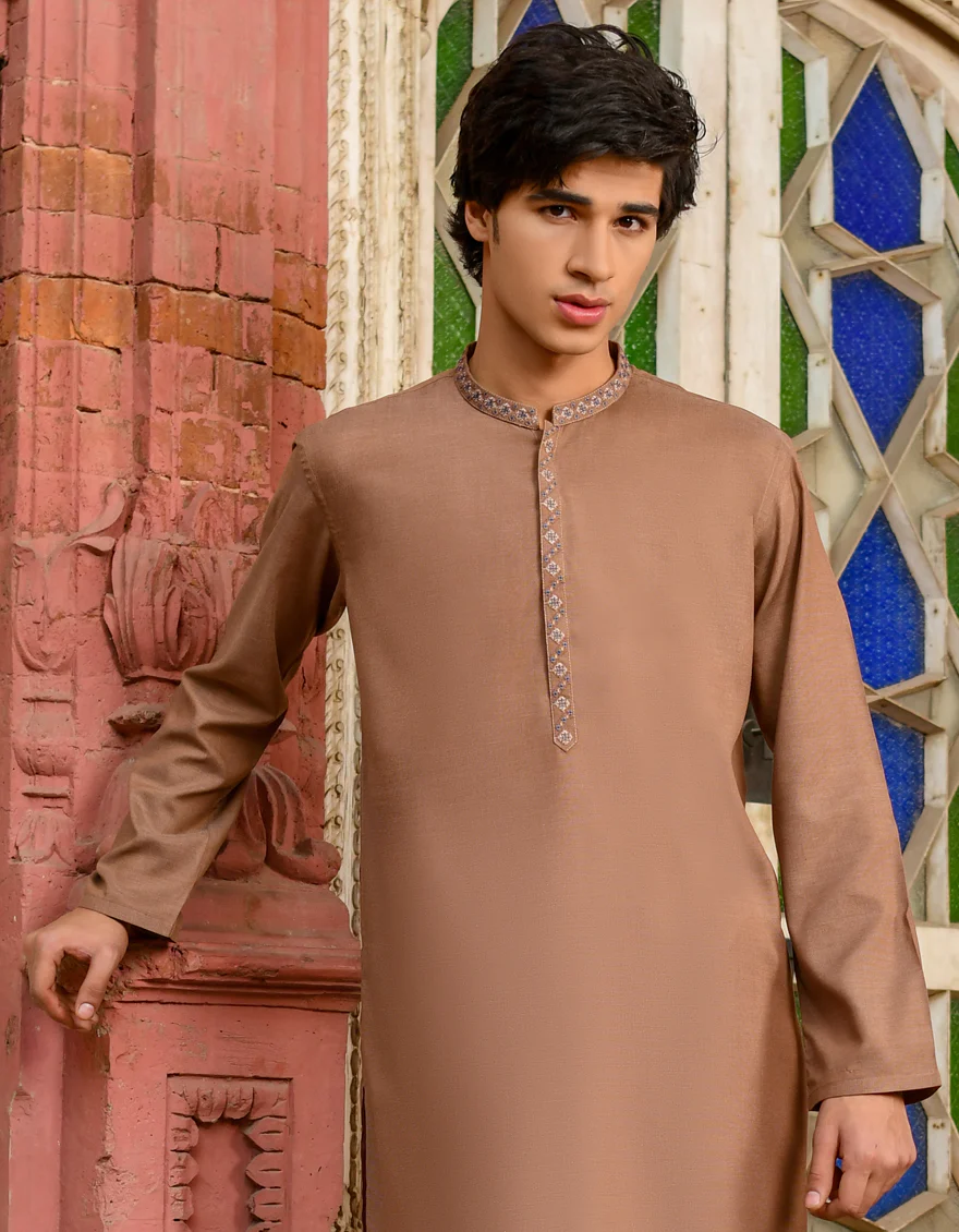 BROWN BLENDED KURTA | JJK-US-45111/A23/JJ8815-SF - Image 4