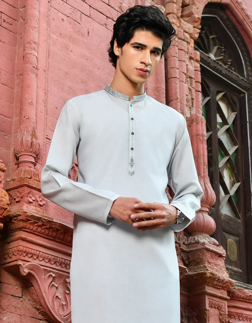 LIGHT BLUE BLENDED KURTA | JJK-US-45121/A23/JJ8832-SF - Image 3