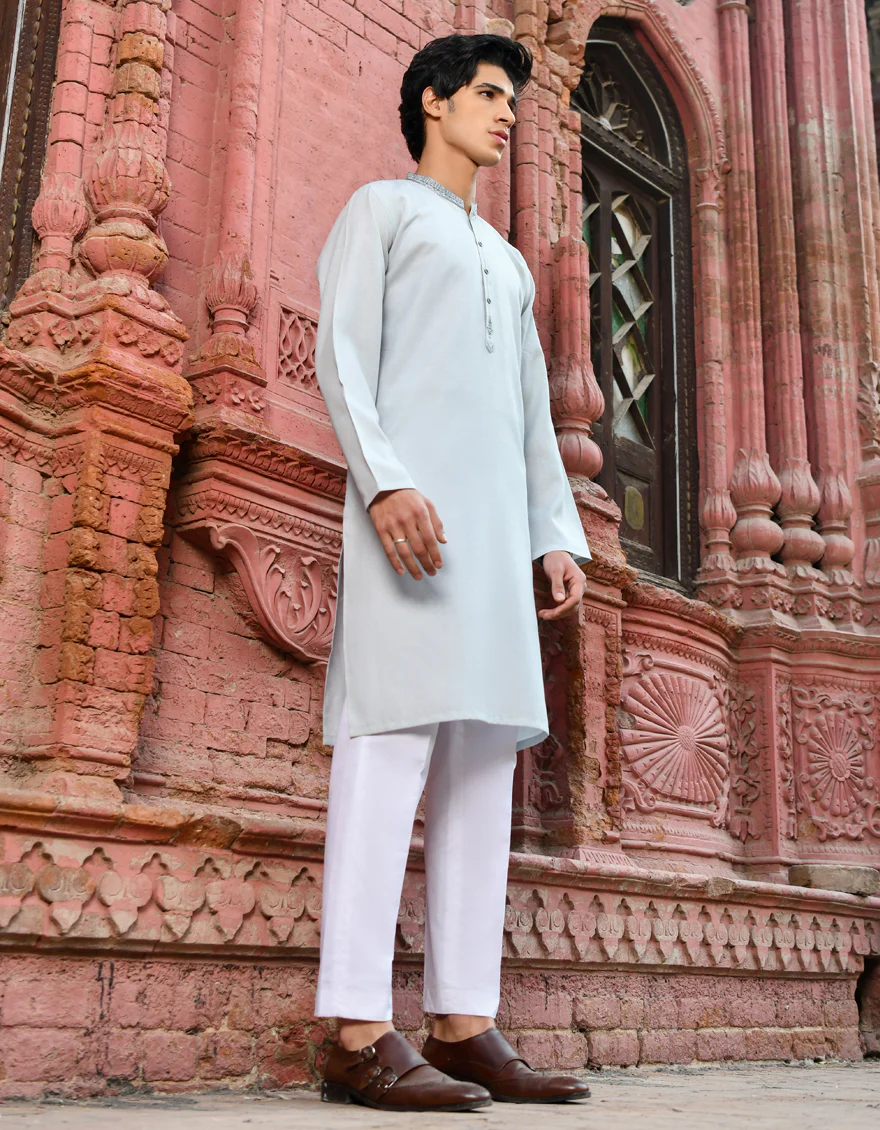 LIGHT BLUE BLENDED KURTA | JJK-US-45121/A23/JJ8832-SF - Image 4