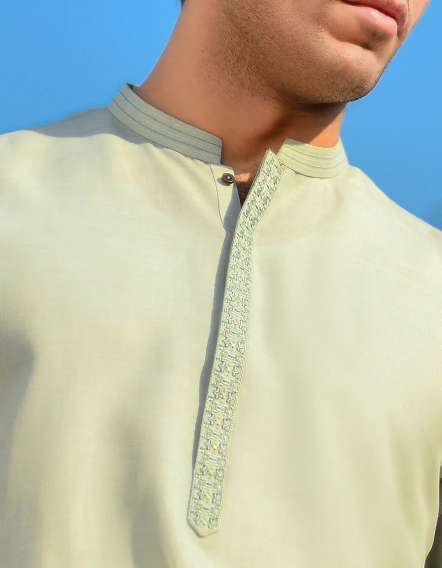LIGHT GREEN BLENDED KURTA | JJK-US-45122/A23/JJ8832-FL - Image 2