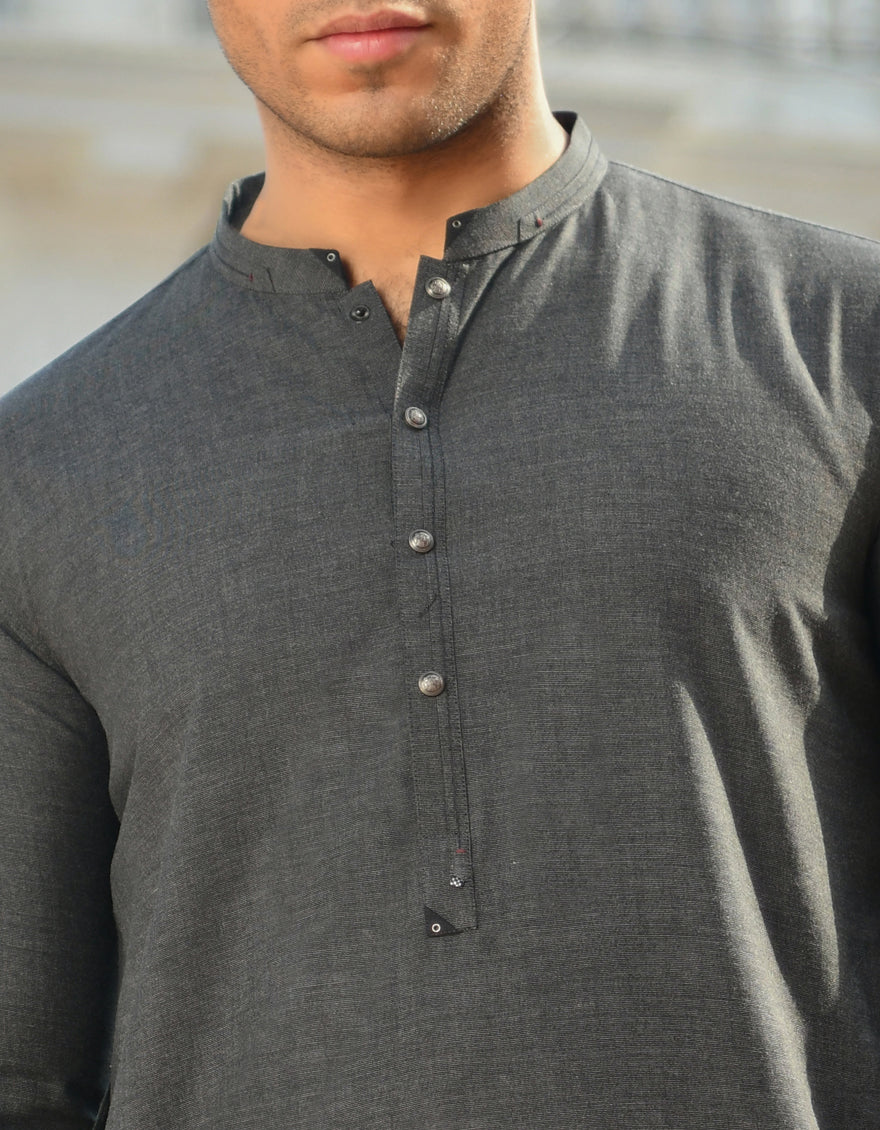 GREY BLENDED KURTA | JJK-US-45151/A23/JJ8815-CL - Image 2