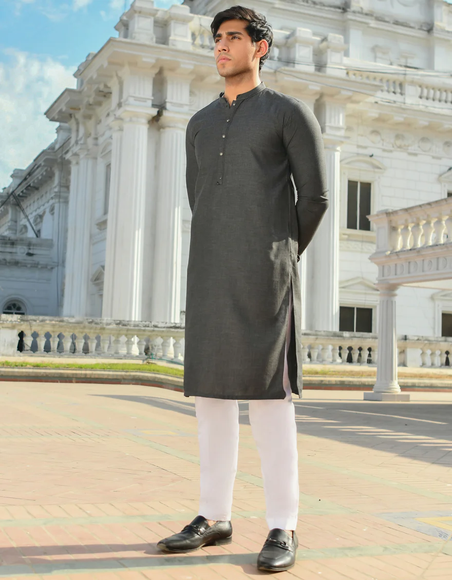 GREY BLENDED KURTA | JJK-US-45151/A23/JJ8815-CL - Image 3