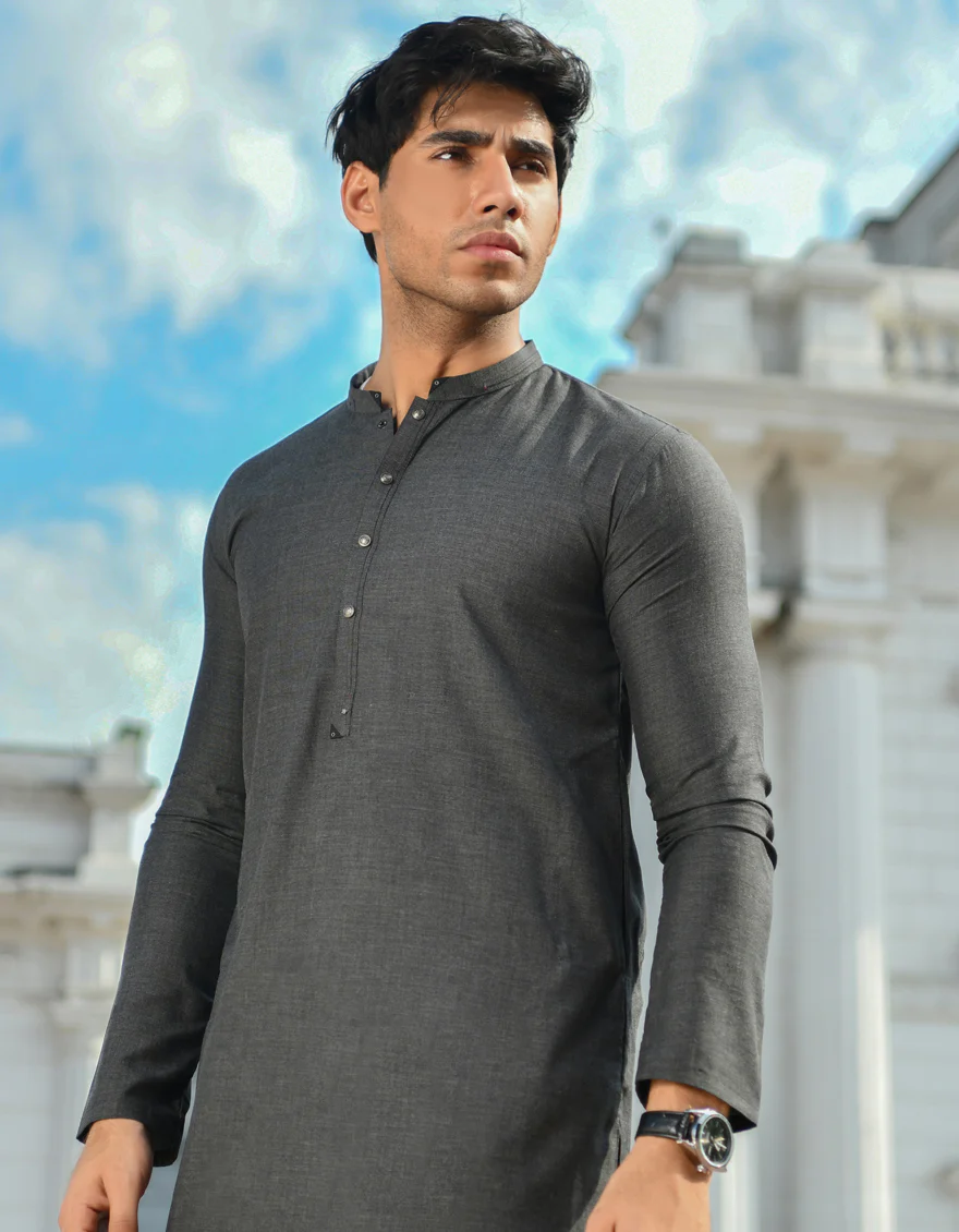 GREY BLENDED KURTA | JJK-US-45151/A23/JJ8815-CL - Image 4