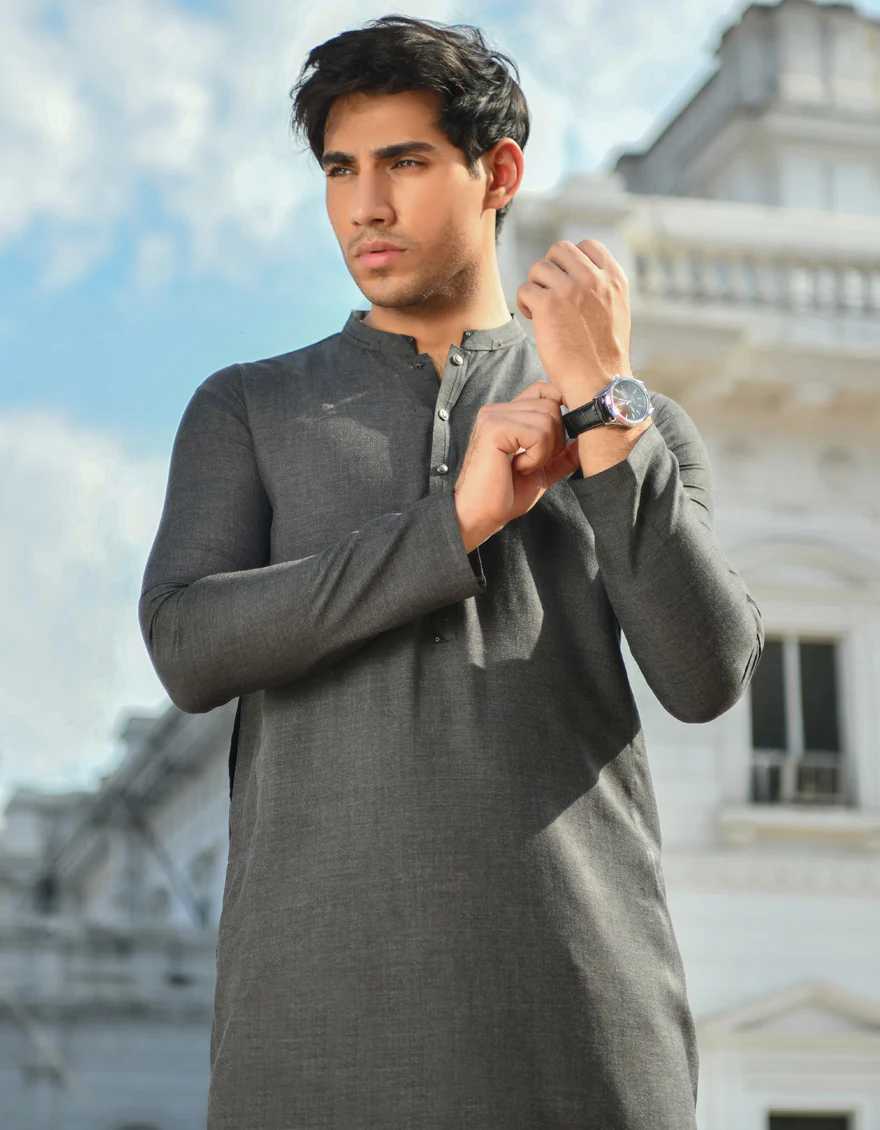 GREY BLENDED KURTA | JJK-US-45151/A23/JJ8815-CL - Image 5