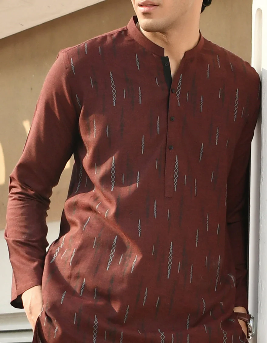 MAROON BLENDED KURTA | JJK-US-45156/A23/JJ8792-CL - Image 2