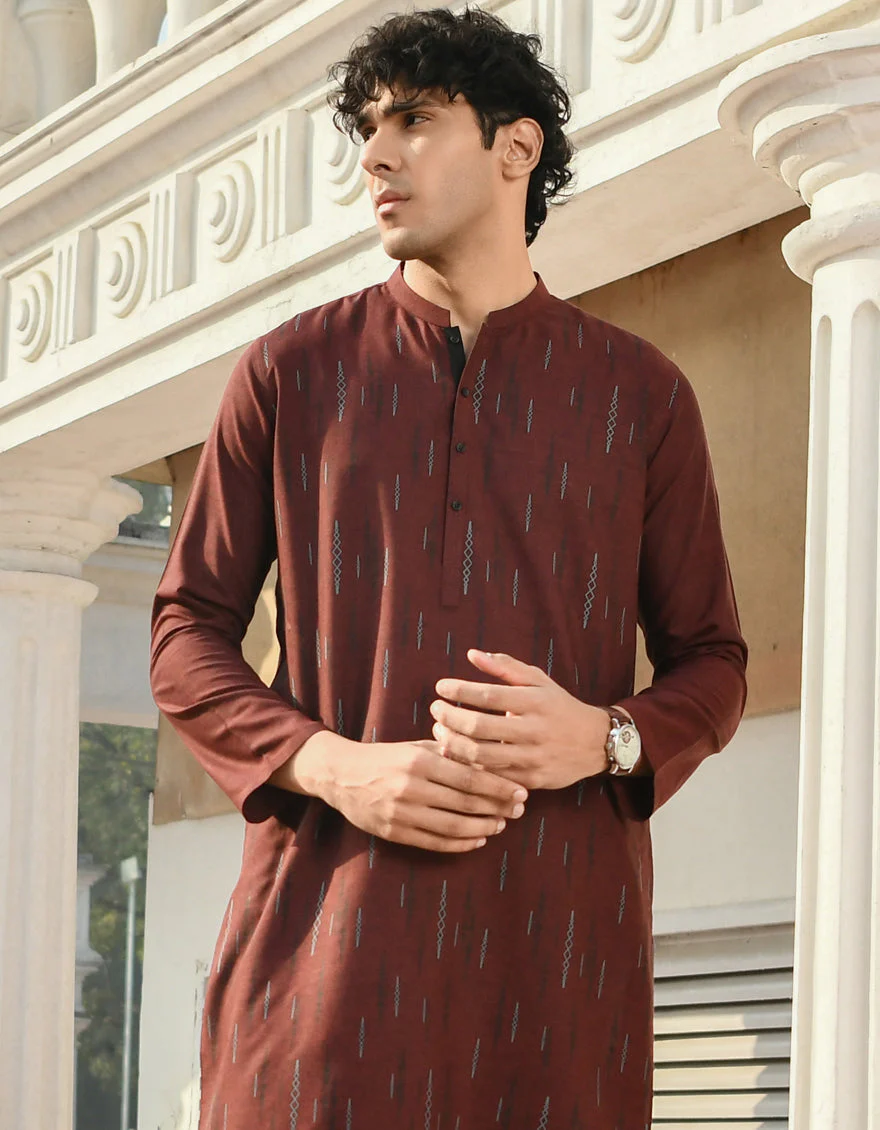 MAROON BLENDED KURTA | JJK-US-45156/A23/JJ8792-CL - Image 3
