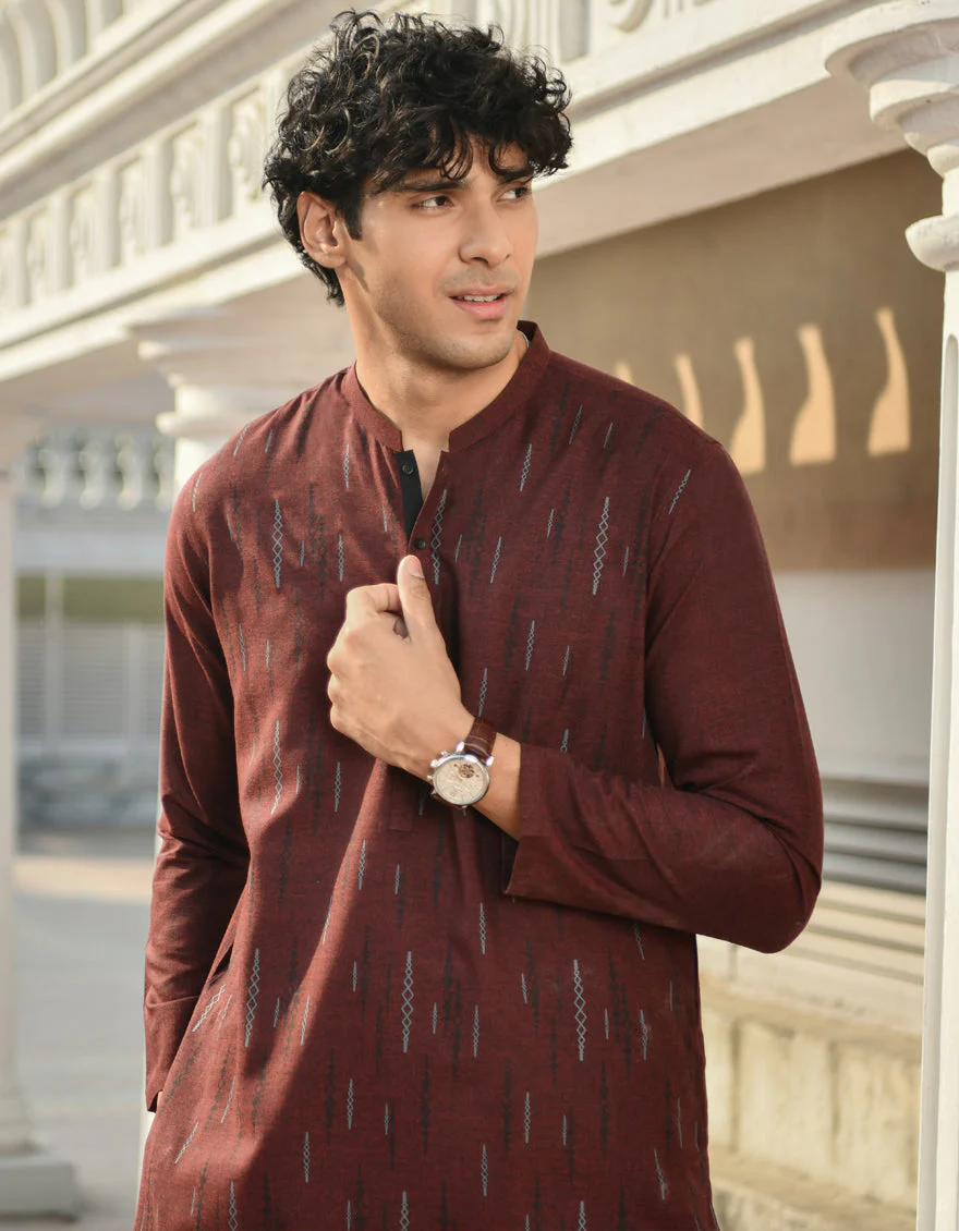 MAROON BLENDED KURTA | JJK-US-45156/A23/JJ8792-CL - Image 4