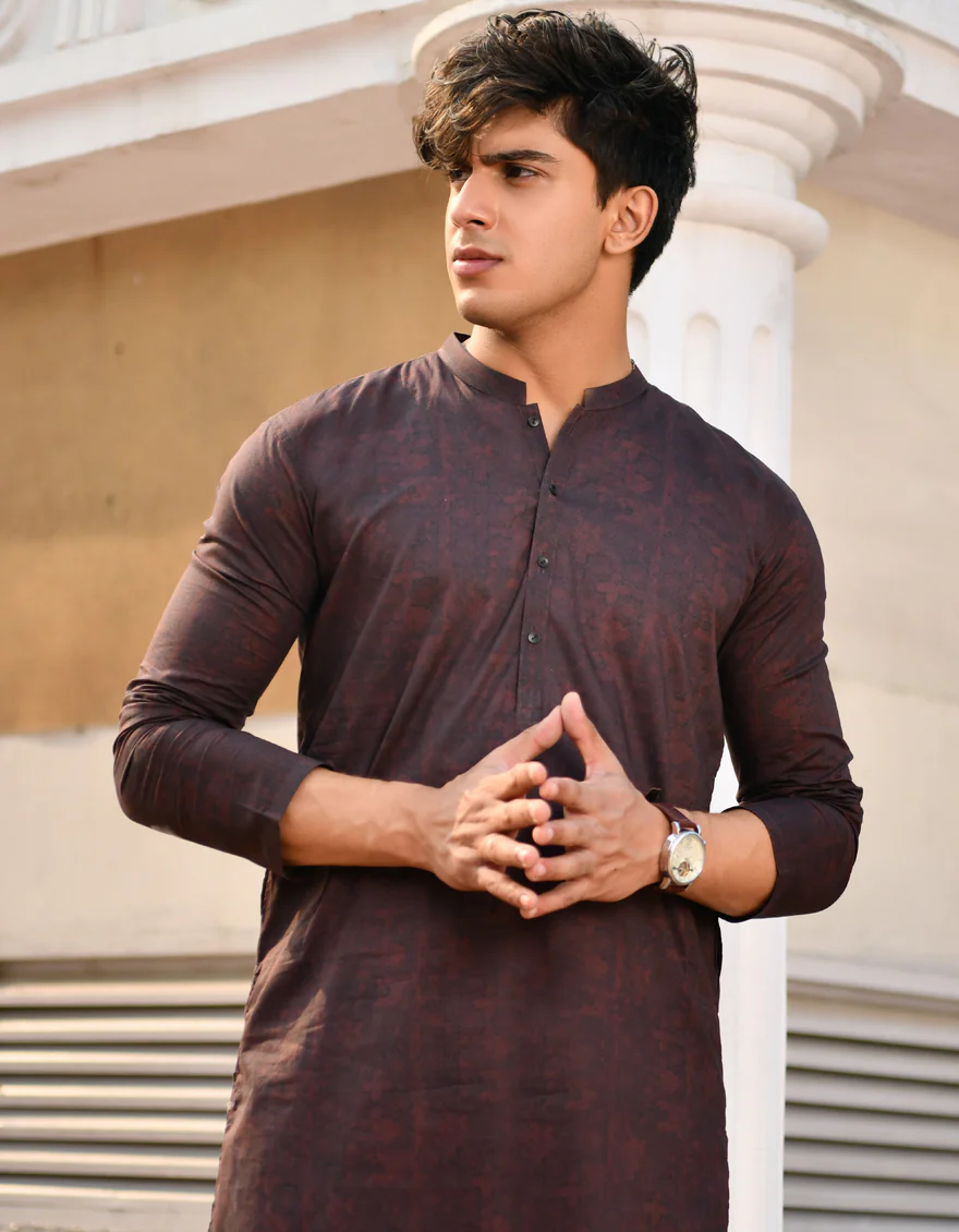 MAROON COTTON KURTA | JJK-US-45197/A23/JJ8771-CL - Image 2