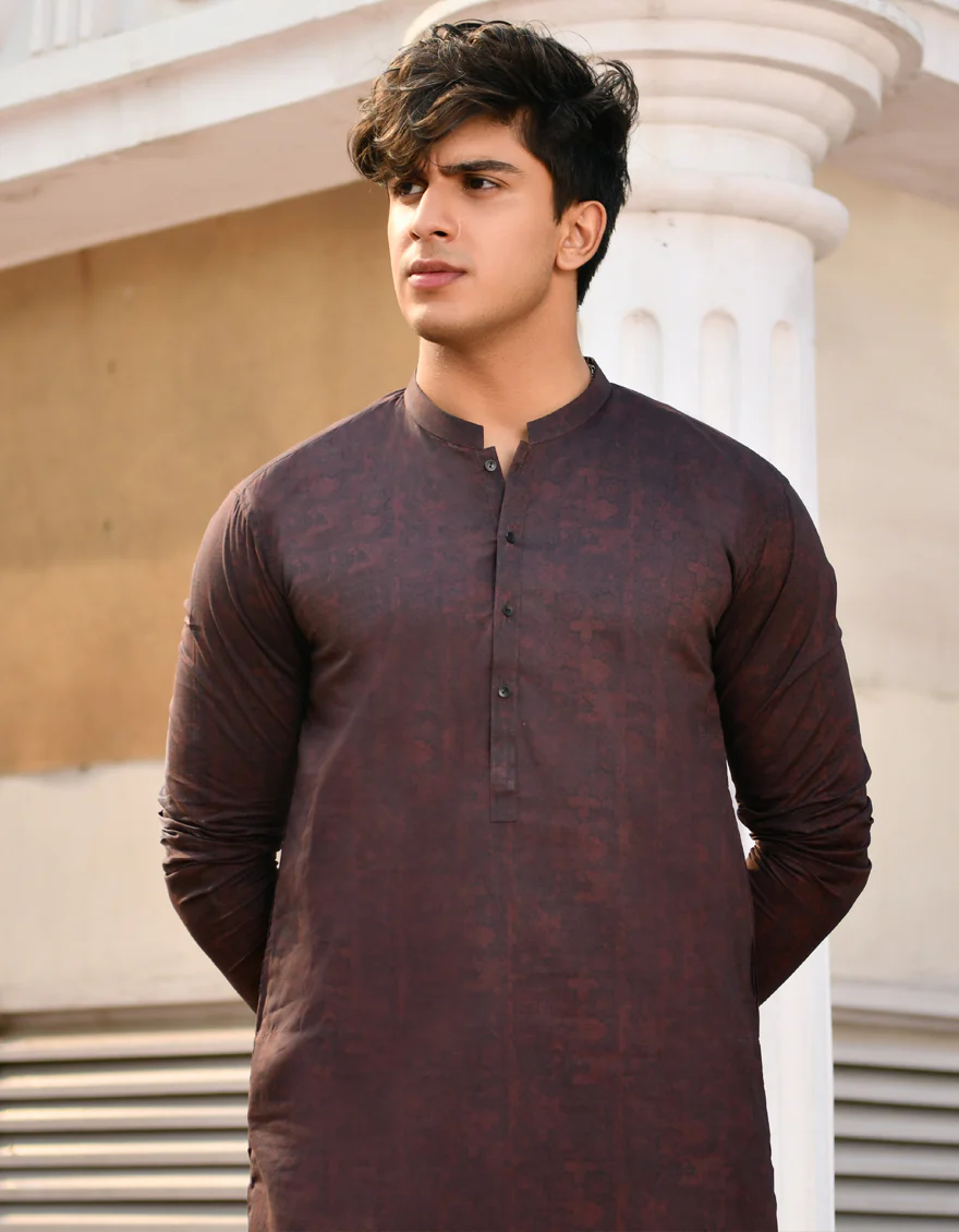 MAROON COTTON KURTA | JJK-US-45197/A23/JJ8771-CL - Image 4