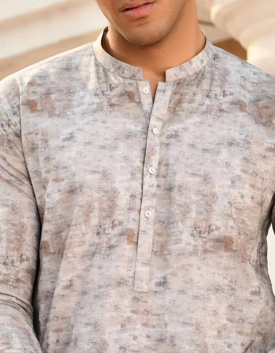 DULL GREY COTTON KURTA | JJK-US-45198/A23/JJ8771-CL - Image 2