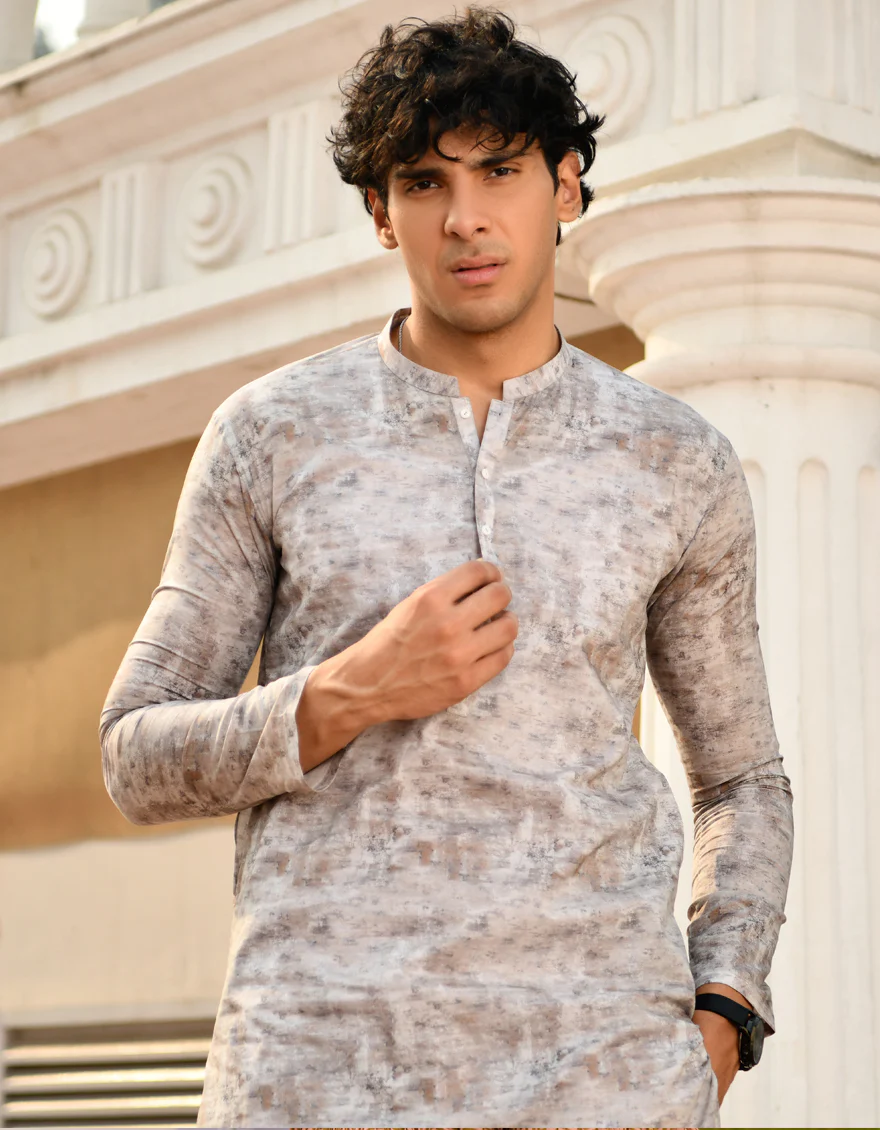 DULL GREY COTTON KURTA | JJK-US-45198/A23/JJ8771-CL - Image 3