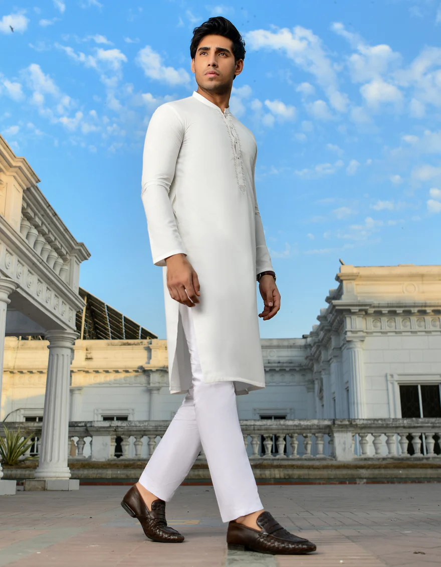 WHITE BLENDED KURTA | JJK-US-45207/A23/JJ8801-SF