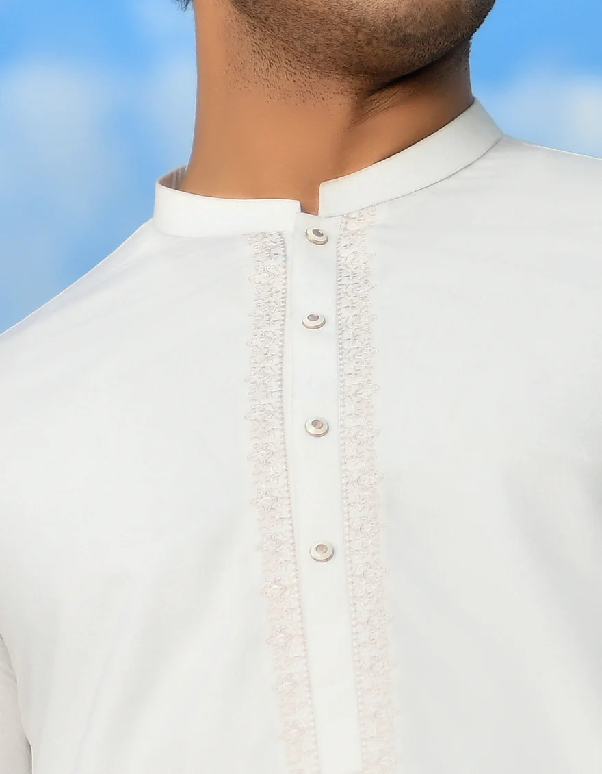 WHITE BLENDED KURTA | JJK-US-45207/A23/JJ8801-SF - Image 3