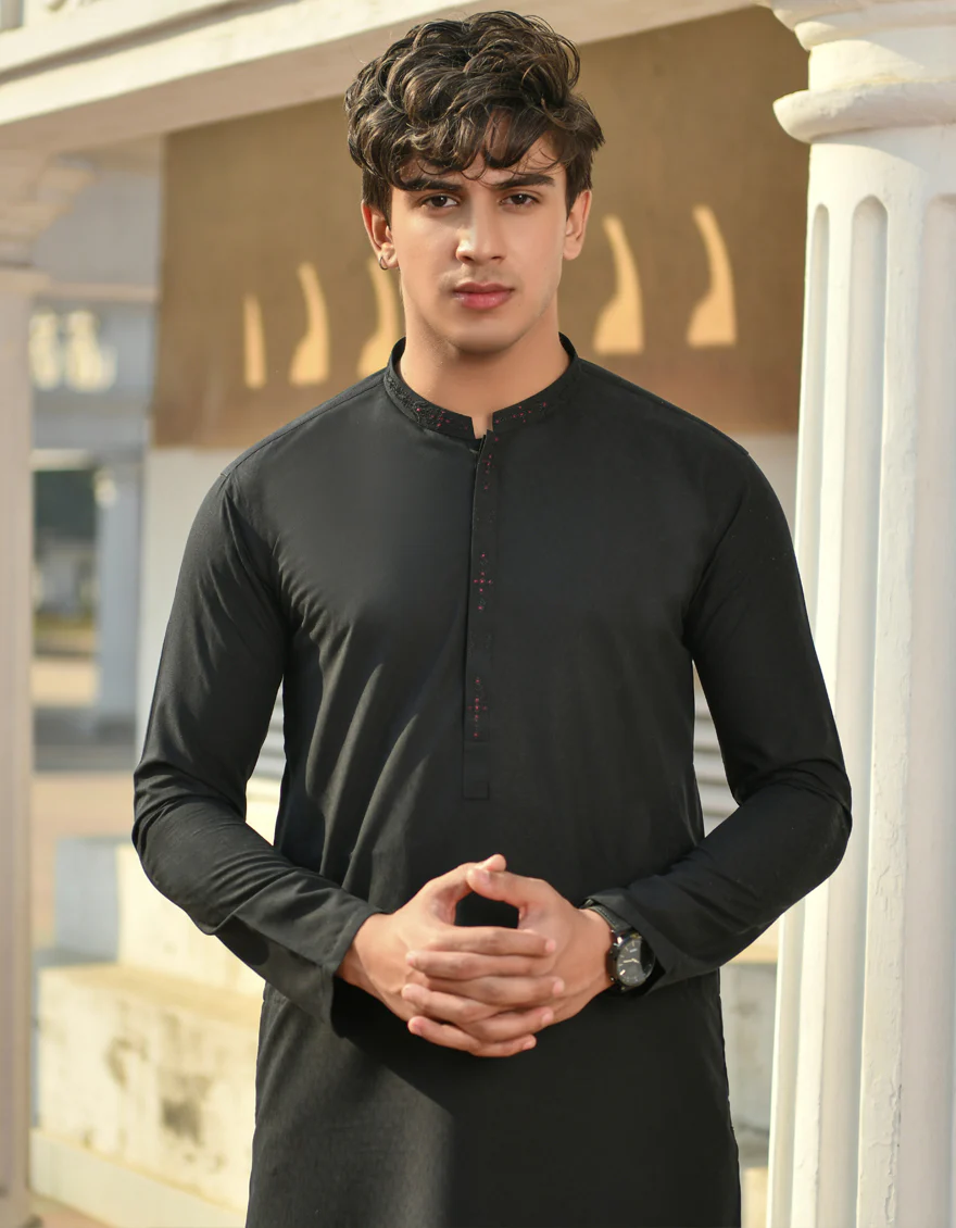 BLACK BLENDED KURTA | JJK-US-45209/A23/JJ8801-SF - Image 2